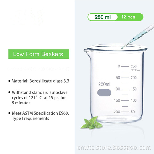 Shop for High-Quality Laboratory Glassware: Borosilicate and Pyrex Beakers in 250ml, 500ml, and 1000ml with Graduations